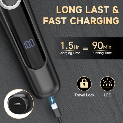 Miniatura 4 de Cortadora de barba para hombres, maquinilla de afeitar eléctrica 5 en 1 para hombres, cortadora de pelo inalámbrica, kit de aseo impermeable
