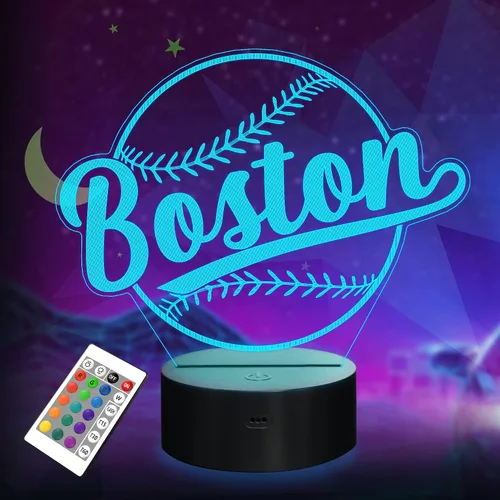 Miniatura 11 de Regalos de béisbol, luz nocturna de béisbol, lámpara de ilusión 3D para regalo de niños con 16 colores cambiantes, control remoto, iluminación