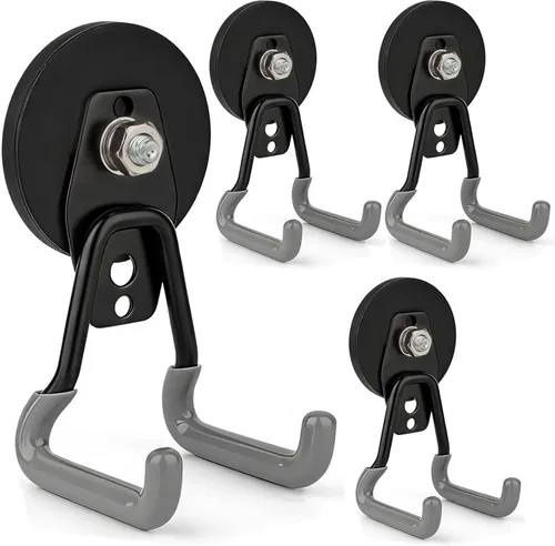 Miniatura 11 de ULIBERMAGNET Ganchos Magnéticos Ultimate Fuertes, Imán Grande con Ganchos para Herramientas de Trabajo Pesado, Sierra Caladora, Manguera, Paquete
