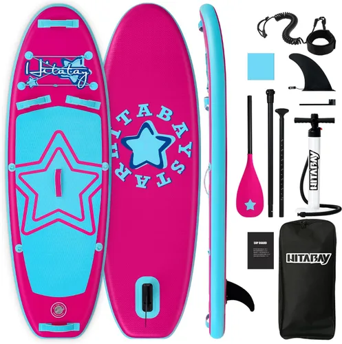 Miniatura 14 de Tabla de remo para niños con accesorios de SUP, tabla de remo para niños duradera, ligera y estable, cubierta antideslizante ancha, tablas de remo