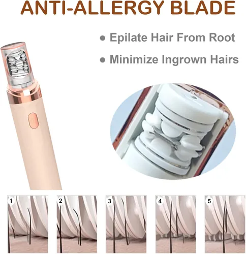 Miniatura 5 de Depiladoras depiladoras para mujeres, depiladora y eliminación de deslizamiento suave 2 en 1, tamaño mini para axilas faciales, espalda, sistema
