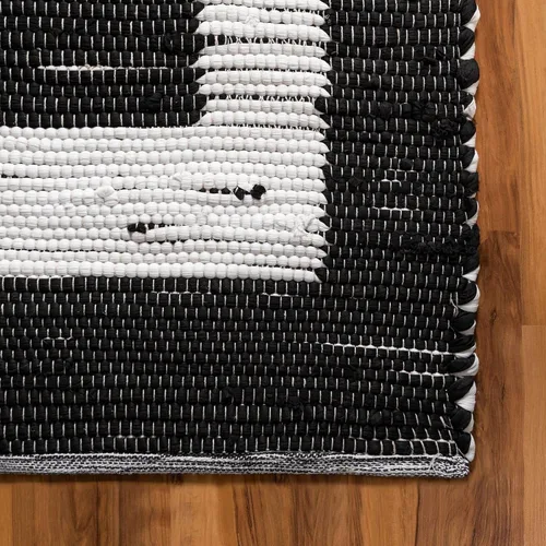 Miniatura 7 de Unique Loom Chindi Jute Collection - Alfombra de área (2 pies 2 pulgadas x 6 pies 1 pulgada, blanco y negro/negro)
