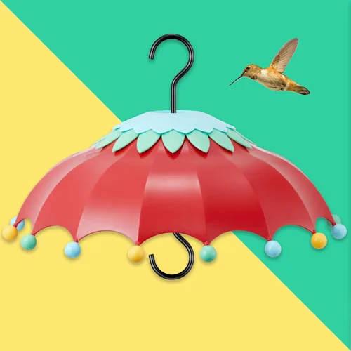 Miniatura 8 de Beserie - Bafle de comedero de pájaros de 14 pulgadas con foso de hormigas, cubierta protectora de lluvia para comedero de pájaros grande con Rojo