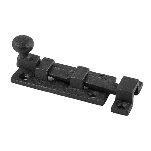 Miniatura 19 de Renovators Supply Manufacturing Pestillo de cerradura de puerta de 4 pulgadas. Pestillo de perno deslizante de hierro forjado negro con accesorios