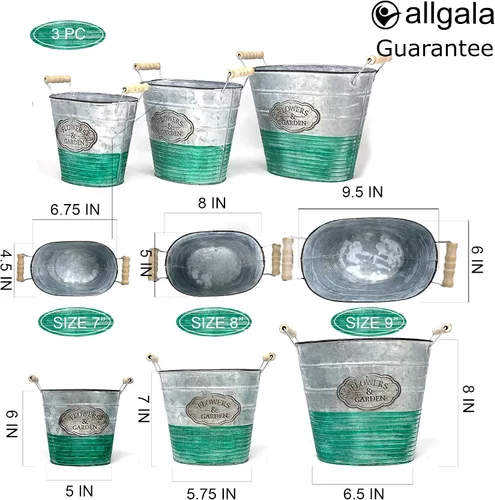 Miniatura 2 de allgala Maceta galvanizada para decoración interior y exterior-Oval-3-PC-HD88307
