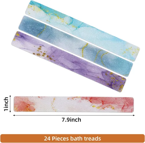 Miniatura 3 de Secopad Tiras de ducha antideslizantes coloridas, 24 unidades, tiras adhesivas para bañera, ducha, escaleras, escaleras