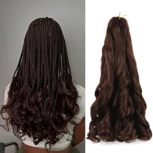 Miniatura 59 de Cabello rizado francés trenzado de 10 pulgadas, color 4, cabello rizado preestirado, 8 paquetes de trenzas de ganchillo de rizo francés para trenzas
