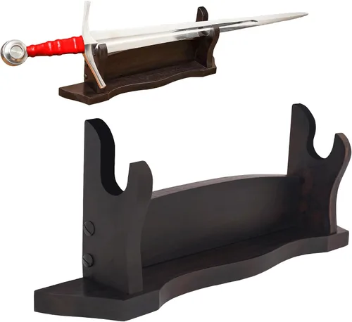 Miniatura 10 de Lord of Battles Soporte medieval de madera maciza para espada, soporte para espada, exhibición de espada de gladiador, soporte para espada katana