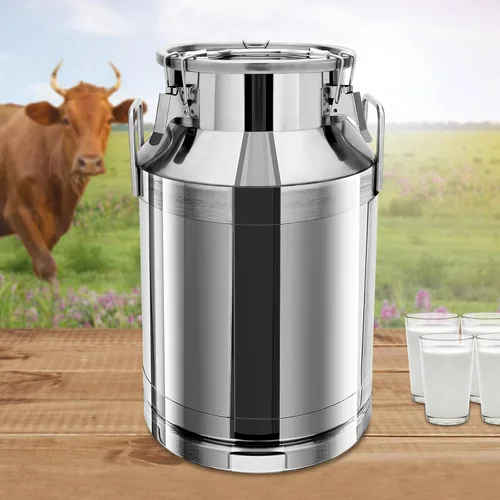 Miniatura 6 de Cubo de leche de acero inoxidable de 40 litros y 10.57 galones, cubo de vino con tapa sellada, resistente (40 l, sin grifo)