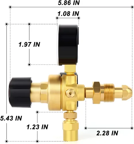 Miniatura 5 de MEANLIN MEASURE Reguladores de CO2 de argón Medidores Regulador de soldadura de gas CGA580 Montaje con Miller Lincoln Mig Tig Weld 0-4500PSI