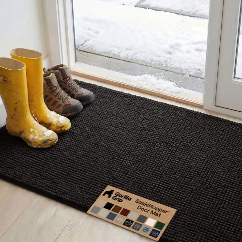 Miniatura 48 de GORILLA GRIP SOAKSTOPPER - Tapete para puerta de perro, 30 x 20 pulgadas, lavable a máquina, absorbente, captura la humedad, barro, suciedad, Negro