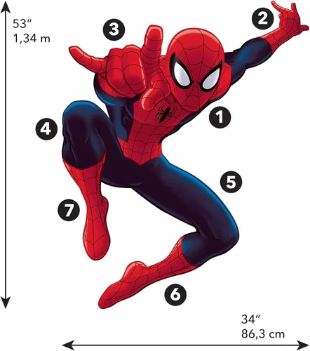 Miniatura 2 de RoomMates Marvel Ultimate Spider-Man - Calcomanías de pared gigantes para despegar y pegar por RoomMates, RMK4831GM, rojo, azul, amarillo