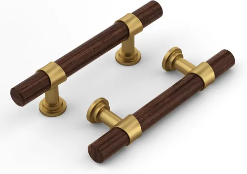 Miniatura 9 de Haliwu Paquete de 10 Tiradores de Gabinete Negros Tiradores de Gabinete Negros y Dorados, Tiradores de Cajón de Tocador Dorados Barrel para Herrajes