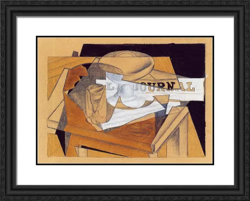 Miniatura 2 de ArtDirect Gris, Juan 24x20 Gold Ornate Framed Art Print with Double Matting Titled: Bowl Glass and Newspaper Gold Ornate Wood Frame with Double