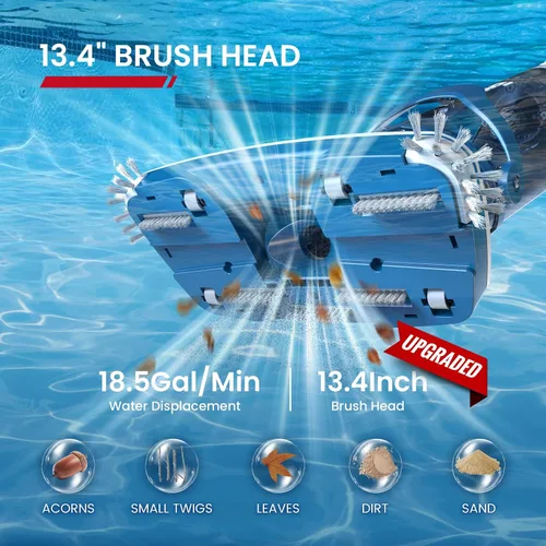 Miniatura 2 de ENHULK Aspiradora de piscina para piscina sobre el suelo, cabezal mejorado de 13.4 pulgadas de ancho y poste telescópico, potente succión de 18.5