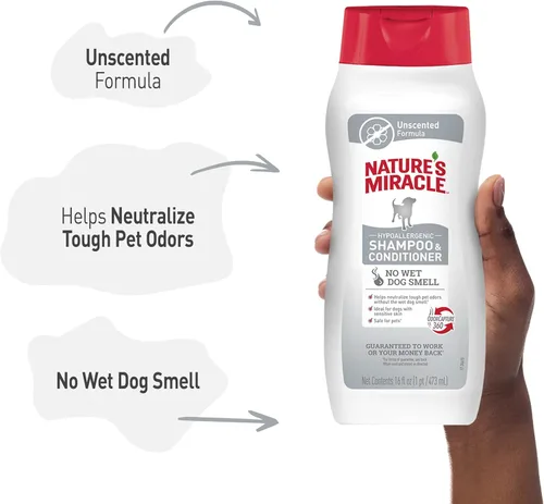 Miniatura 7 de Nature's Miracle Champú y acondicionador hipoalergénico para perros, 16 onzas, sin perfume