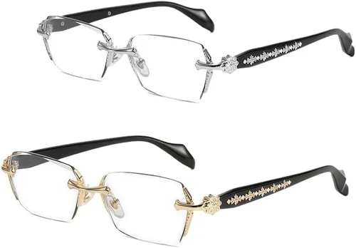 Miniatura 7 de Gafas de luz azul sin montura de gran tamaño, unisex, antifatiga, lentes transparentes para oficina, computadora, lectura y uso diario