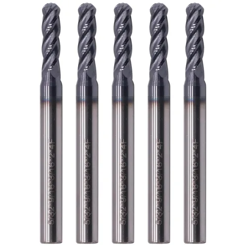 Miniatura 10 de BestParts 5 fresas de punta de bola de carburo sólido de alto rendimiento, revestimiento AlTiN, 4 flautas, hélice de 30 grados, diámetro de corte