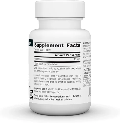 Miniatura 2 de Source Naturals Vinpocetine Tablets, Apoya el Rendimiento Cognitivo*, 10 mg - 60 Tabletas