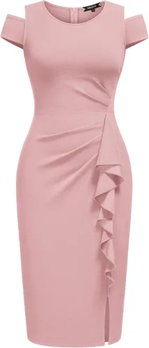 Miniatura 5 de Miusol Vestido de cóctel de manga elegante con volantes retro para mujer