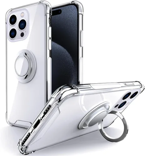 Miniatura 12 de Silverback Funda transparente diseñada para iPhone 15 con soporte de anillo, protección que absorbe los golpes, a prueba de golpes, funda