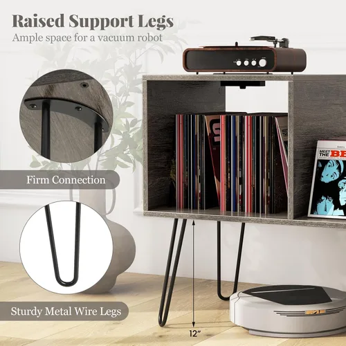 Miniatura 4 de Giantex Soporte para tocadiscos, gris