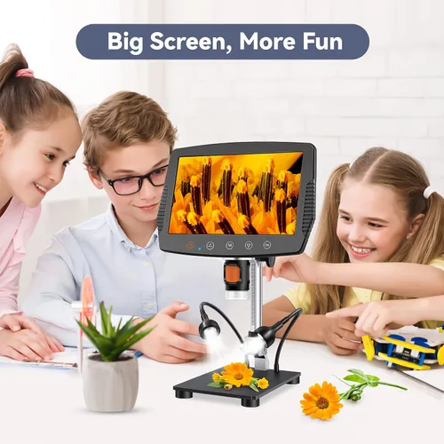 Miniatura 7 de Hayve Microscopio digital LCD de 9 pulgadas, microscopio de moneda de aumento de 1500X con cámara de 16 MP, microscopio de soldadura micro