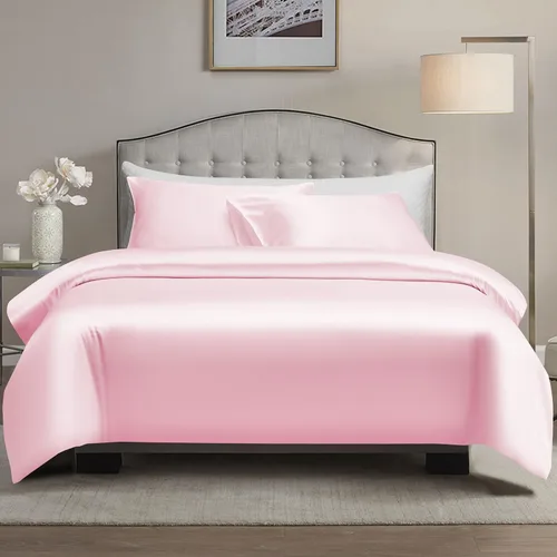 Miniatura 11 de AiMay - Juego de cama con funda de edredón de satén, lujo ultrasuave y sedoso de color liso nivel hotelero, 2 piezas