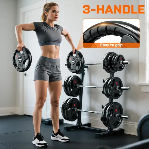Miniatura 4 de XDDIAS Placas de peso de goma para barra, placa de agarre olímpico de 2 pulgadas para entrenamiento de fuerza, levantamiento de pesas y culturismo