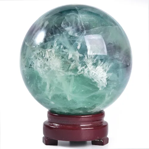 Miniatura 26 de JIC Gem Esfera grande de cristal Chevron de amatista con cristales curativos de curación con soporte de madera para meditación y decoración