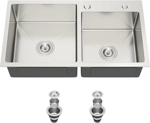 Miniatura 29 de Mocoloo Fregadero de barra de 13 pulgadas con caída en la parte superior, fregadero de cocina pequeño de acero inoxidable T304 de 13 x 15 pulgadas