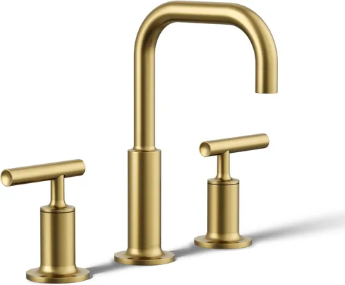 Miniatura 23 de KOHLER K-14406-3-2MB Purist - Grifo para lavabo de baño, 3 agujeros con asas cruzadas bajas, 1.2 GPM, latón moderno cepillado vibrante Latón