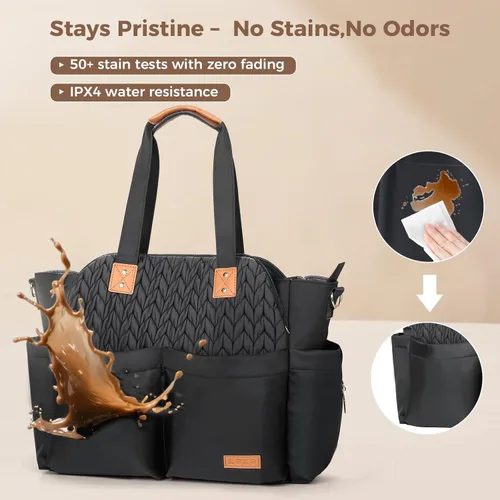 Miniatura 7 de Lekebaby - Bolso para pañales para bebé - 17 bolsillos, gran pañalera de viaje con cambiador portátil, bolso cruzado para hospital y maternidad