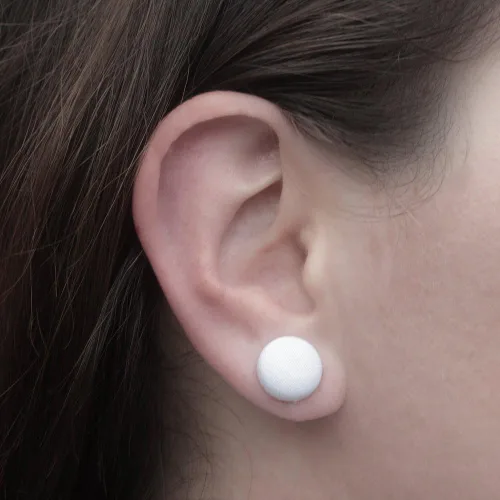 Miniatura 6 de Waffle Fabric Button Earrings