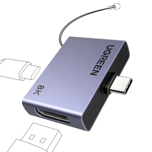 UGREEN Adaptador unidireccional USB C a DisplayPort 1.4 con PD de 100 W de carga rápida 8K @60Hz 4K a 240Hz Thunderbolt 4/3 a DP Compatible con