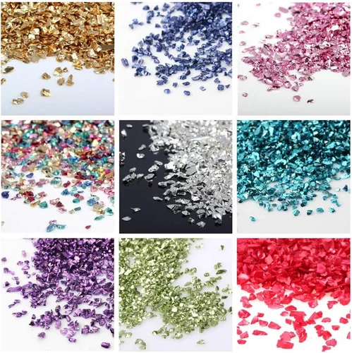 Miniatura 8 de Brillantinas metálicas irregulares de vidrio triturado, espolvorea con purpurina gruesa, dorado, 3.53 oz, 5/64 – 5/32 pulgadas, para manualidades