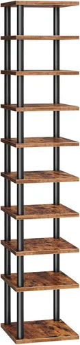 Miniatura 12 de HOOBRO Zapatero vertical, estante estrecho de 6 niveles, organizador de almacenamiento de zapatos para espacios pequeños, 11 pulgadas de largo x 11