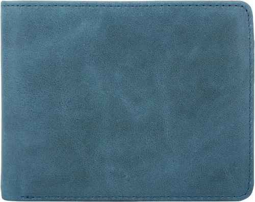 Miniatura 21 de HIMI - Cartera elegante de cuero auténtico para hombre, con bloqueo de interferencia de radiofrecuencia (RFID), con 2 ventanas para identificación