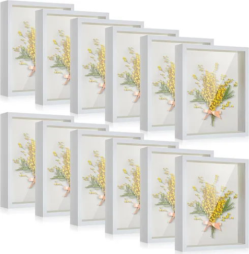 Tuanse 12 Piezas Caja de Sombra a Granel Estuche de Exhibición Caja de Sombra de Plástico Marco de Fotos para Fotos Flores Ramos de Boda Memorial de