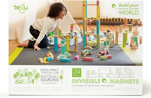 Miniatura 2 de Conjunto de 24 bloques magnéticos de madera de Tegu, talla única , Blossom
