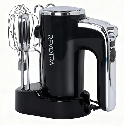 Mezclador de mano eléctrico, mezclador de mano con pantalla LCD y base de almacenamiento | 5 Speeds & Turbo, One-Button Eject, 2 Beaters, 2 Dough