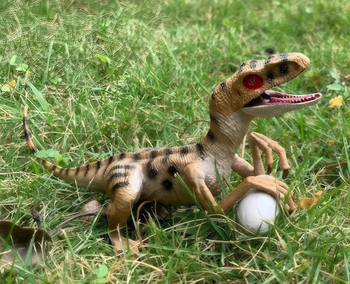 Miniatura 4 de Gemini & Genius - Figura de acción de velociraptor con mandíbula móvil y manos, juguete de dinosaurio para niños