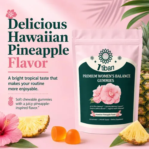Miniatura 5 de Gomitas de Piña para Mujeres Equilibrio de pH, Probióticos Femeninos para la Salud Vaginal, Gomitas Nutritivas Femeninas, Apoyo Inmunológico