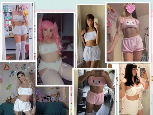 Miniatura 6 de BZB Kawaii Anime Cute Pajamas Set for Women Sweet Lovely Velvet Tube Top and Shorts Sleepwear Suits