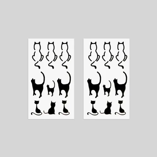Miniatura 3 de Pequeño lindo tatuaje temporal gato tótem cuello (juego de 2)