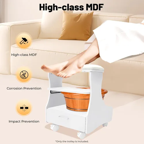Miniatura 4 de LYNICESHOP Muebles de manicura de pedicura con reposapiés, carrito para baño de pies, taburete de pies con ruedas, herramienta de belleza
