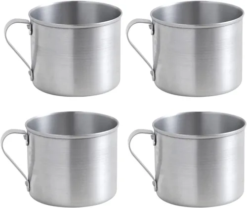 Miniatura 8 de IMUSA Paquete de 4 tazas de aluminio de 0.7 cuartos de galón para uso en estufa o campamento, color plateado