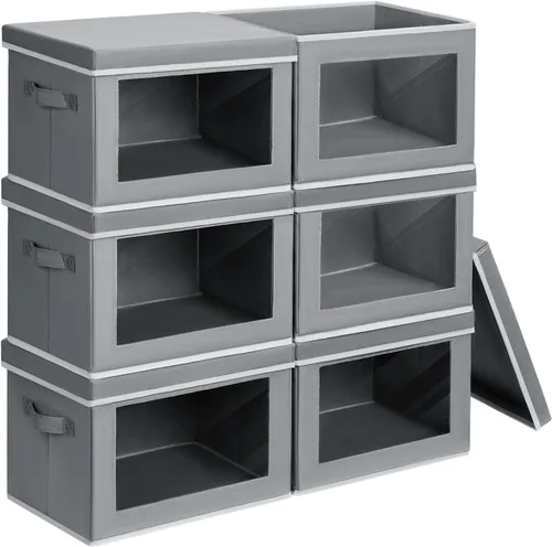 Miniatura 48 de Homsorout Contenedores de almacenamiento con tapas, organizadores pequeños de tela con ventana, contenedores de almacenamiento plegables para ropa