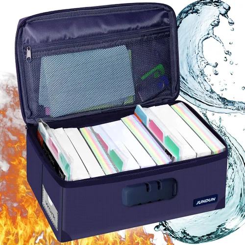 JUNDUN Tarjetero de índice con cerradura, caja plegable ignífuga para 1200 tarjetas flash de 3 x 5 pulgadas, cajas de almacenamiento de tarjetas de