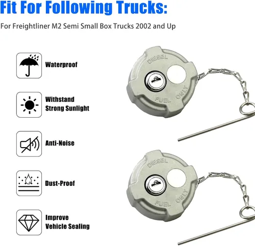 Miniatura 5 de 2 tapas de combustible diésel de bloqueo de 2 3/8 pulgadas compatibles con Freightliner M2 tapas de combustible para camiones pequeños, repuesto